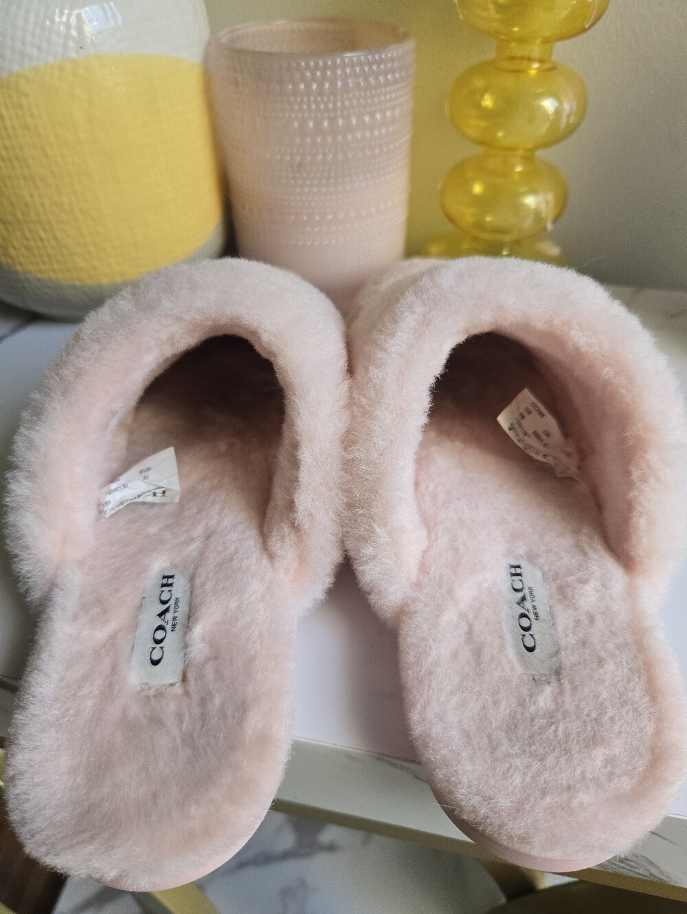 GUC Coach Sherpa Flat Mules In Signature Suede Candy Pink Size 9 B - Picture 7 of 13